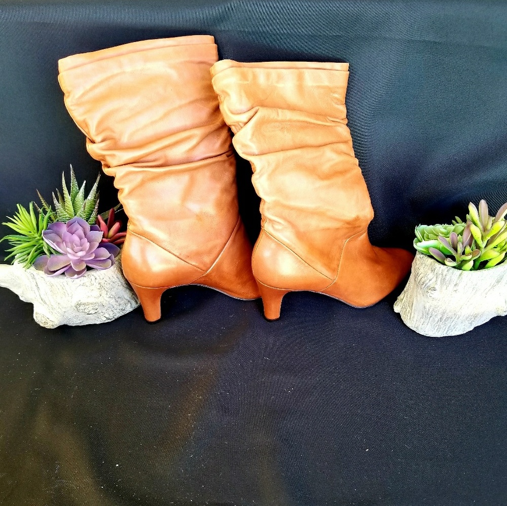 NIB Alex Marie Tan Leather Slouch Boots Size 9.5M - Picture 4 of 7
